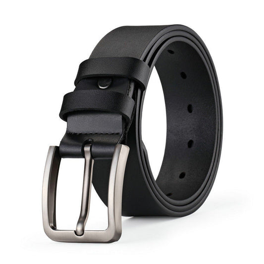 Men's single-layer leather perforated belt