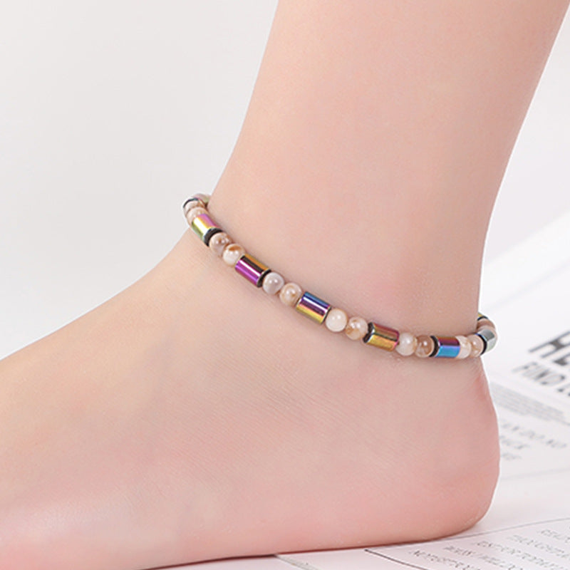 Rice Beads Colorful Straight Tube Magnet Anklet