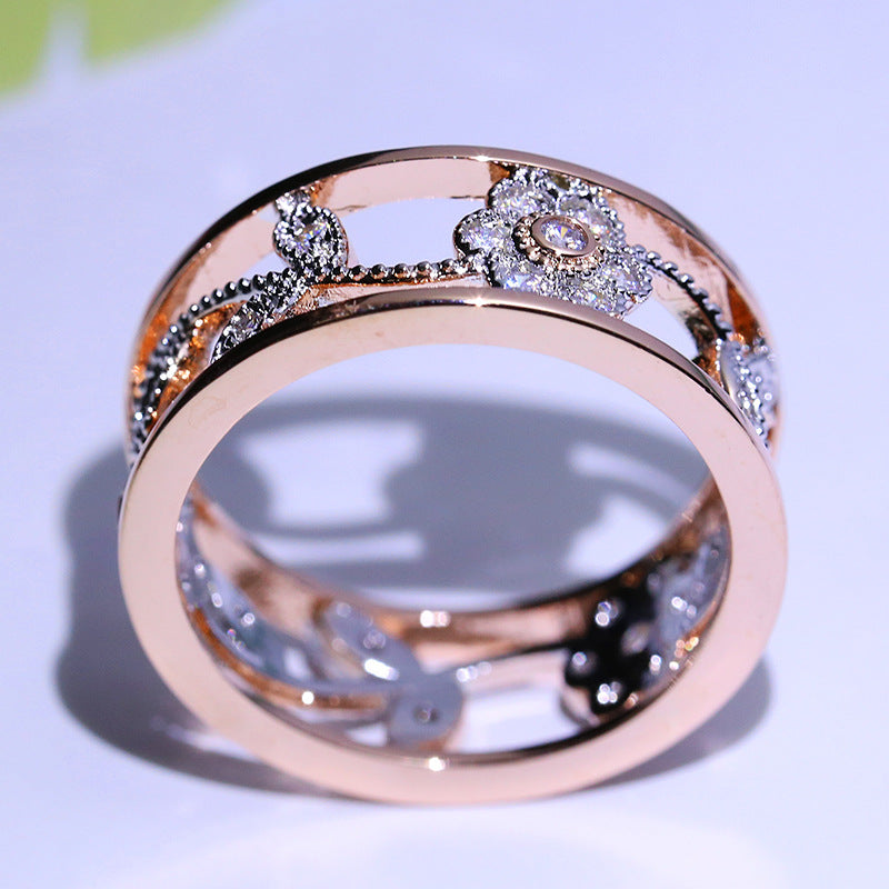 Diamond lucky flower vine leaves birthday present Bridal engagement ring engagement ring
