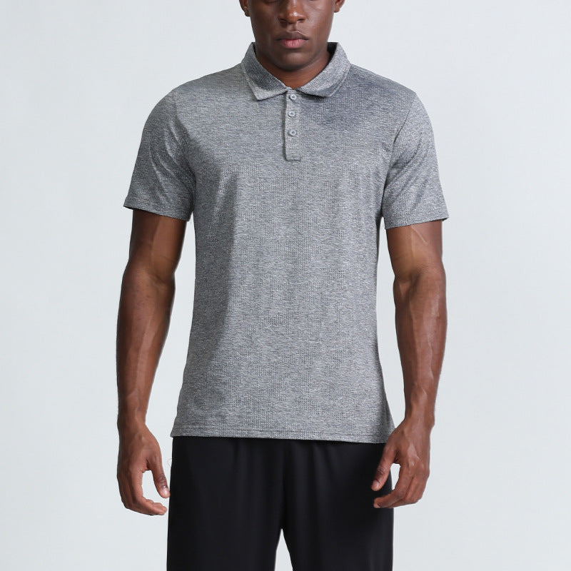 Breathable solid color lapel short sleeve