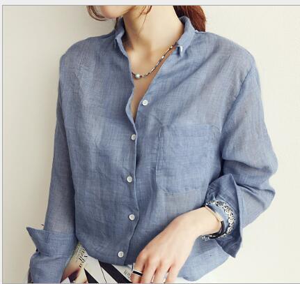 New Women's Cotton and Linen Shirts Women's Long-Sleeved Loose And Thin Sun Protection Clothing