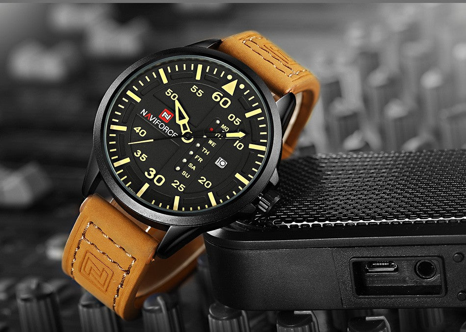 Top Luxury Brand NAVIFORCE Men Sports Watches Men's Quartz Date Clock Man Leather Army Military Wrist Watch Relogio Masculino