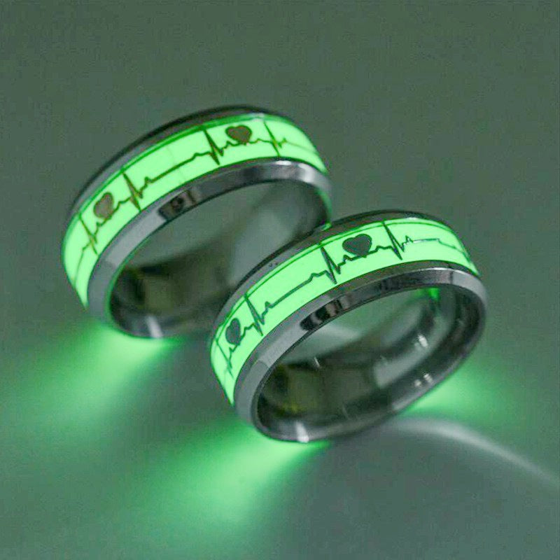 Heart-shaped Rings Luminous At Night Lovers Ring Valentine's Day Gift