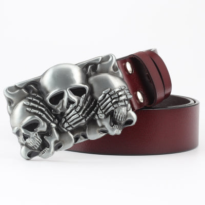 Ghost Head Series Big Strap Casual Taro Decorative Belt Leather