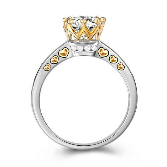 Ring Color Separation Crown Zircon Heart Shape