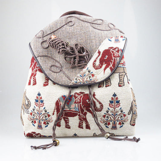 Yunnan ethnic wind backpack linen hat shoulder bag unique pumping cover backpack