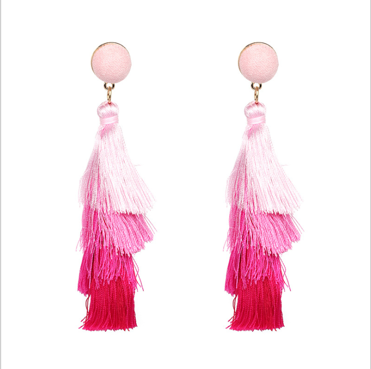 Bohemian multi-layer tassel earrings