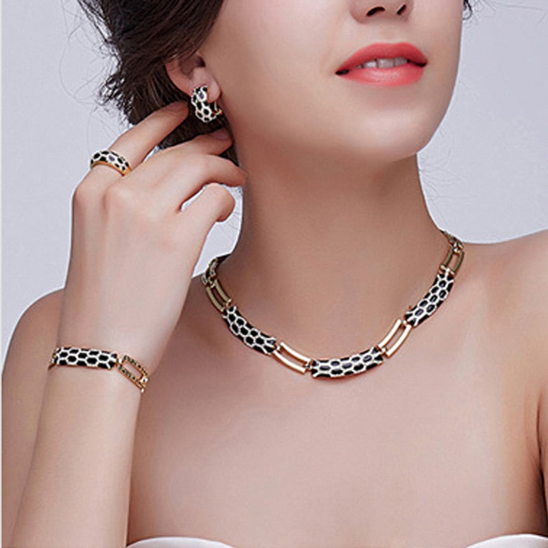 New Korean style diamond earring necklace set