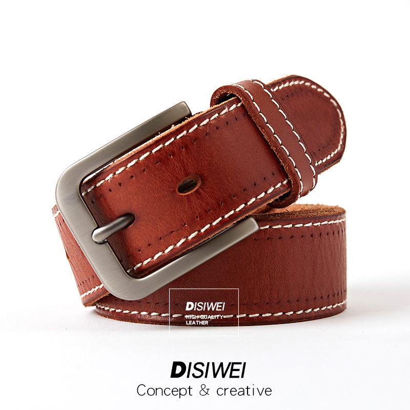 Washed leather belt