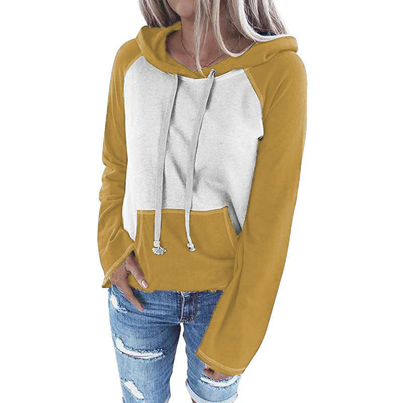 Hooded Pullover Color Matching Casual Women's Sweater