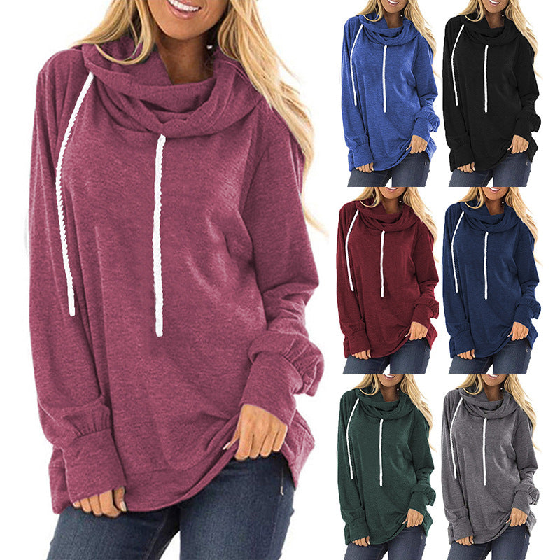 Hooded Drawstring Sweater Pullover Long-sleeved Loose Casual Women's Top