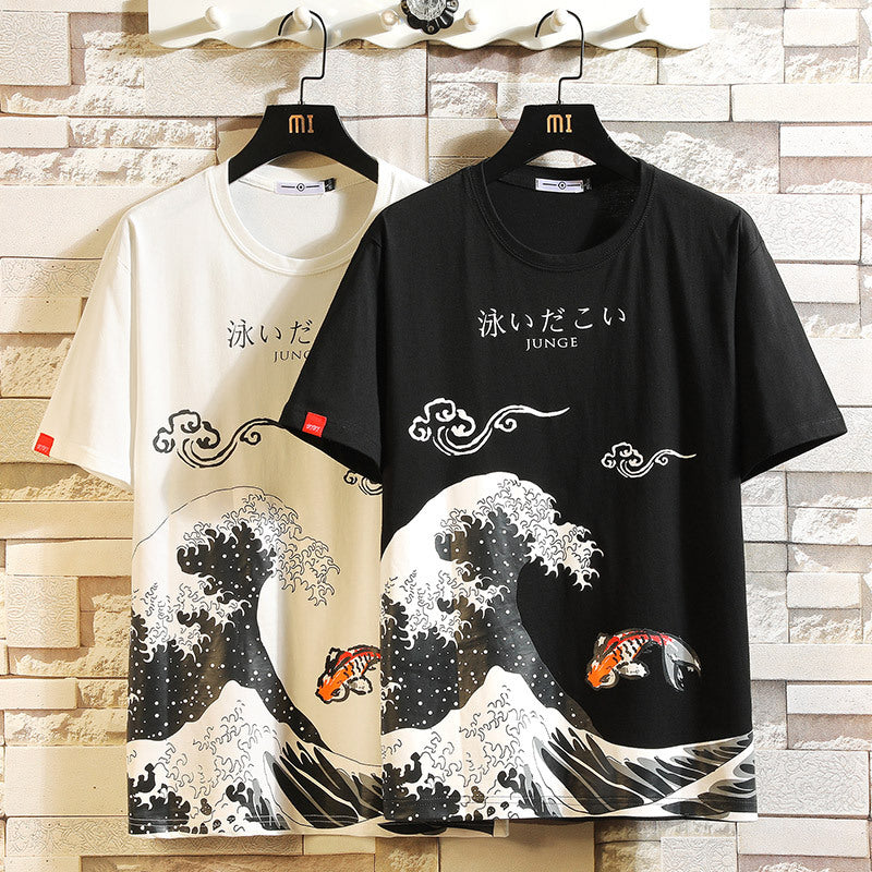 Men's casual printed large size short sleeves