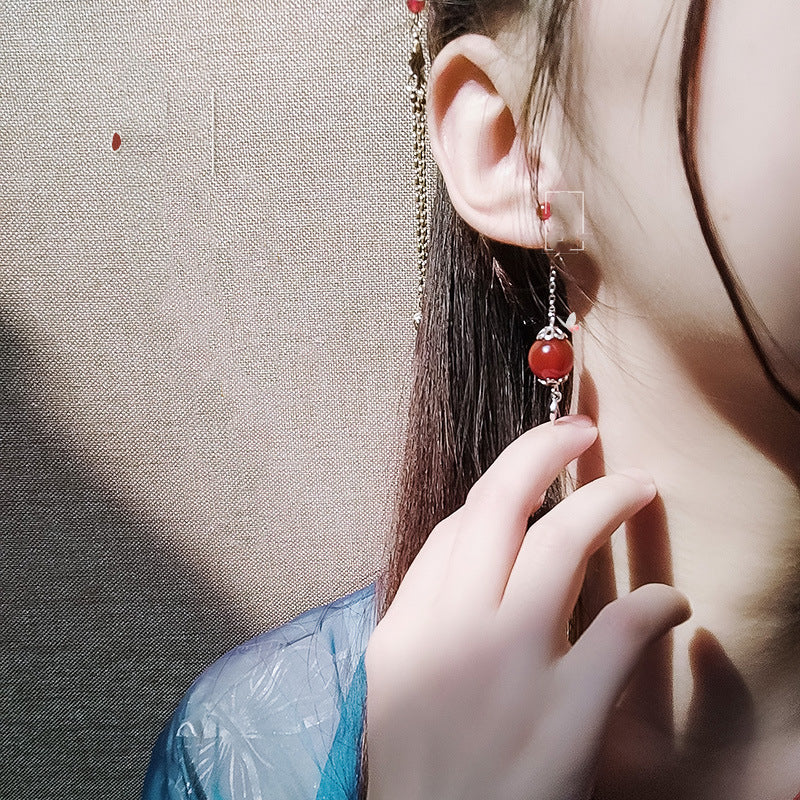 Red Agate Coral Bead Earrings Prince Yueshen