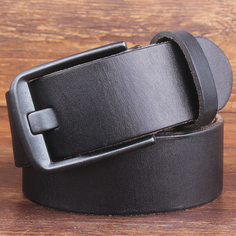 Leather Head Layer Pure Cowhide Wide Pin Buckle Belt