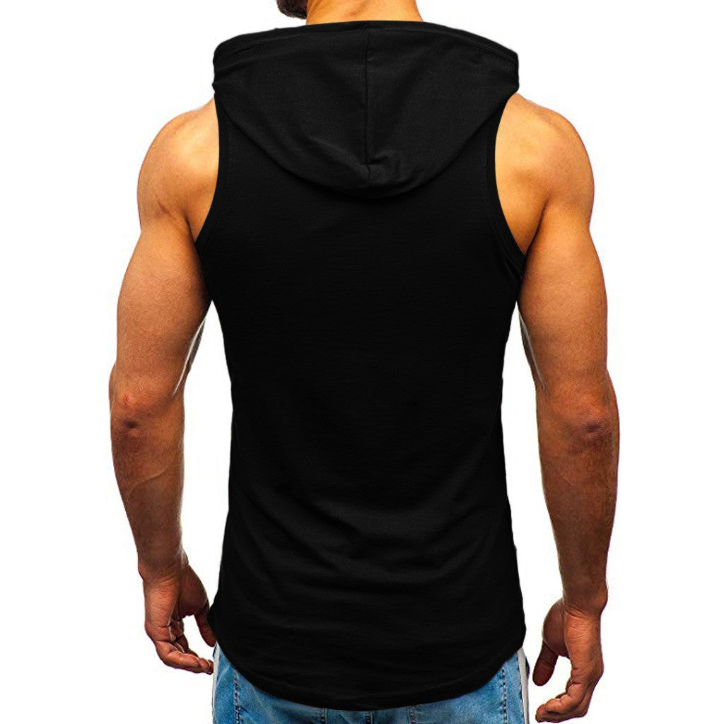 Men's sleeveless letter printed hand pocket