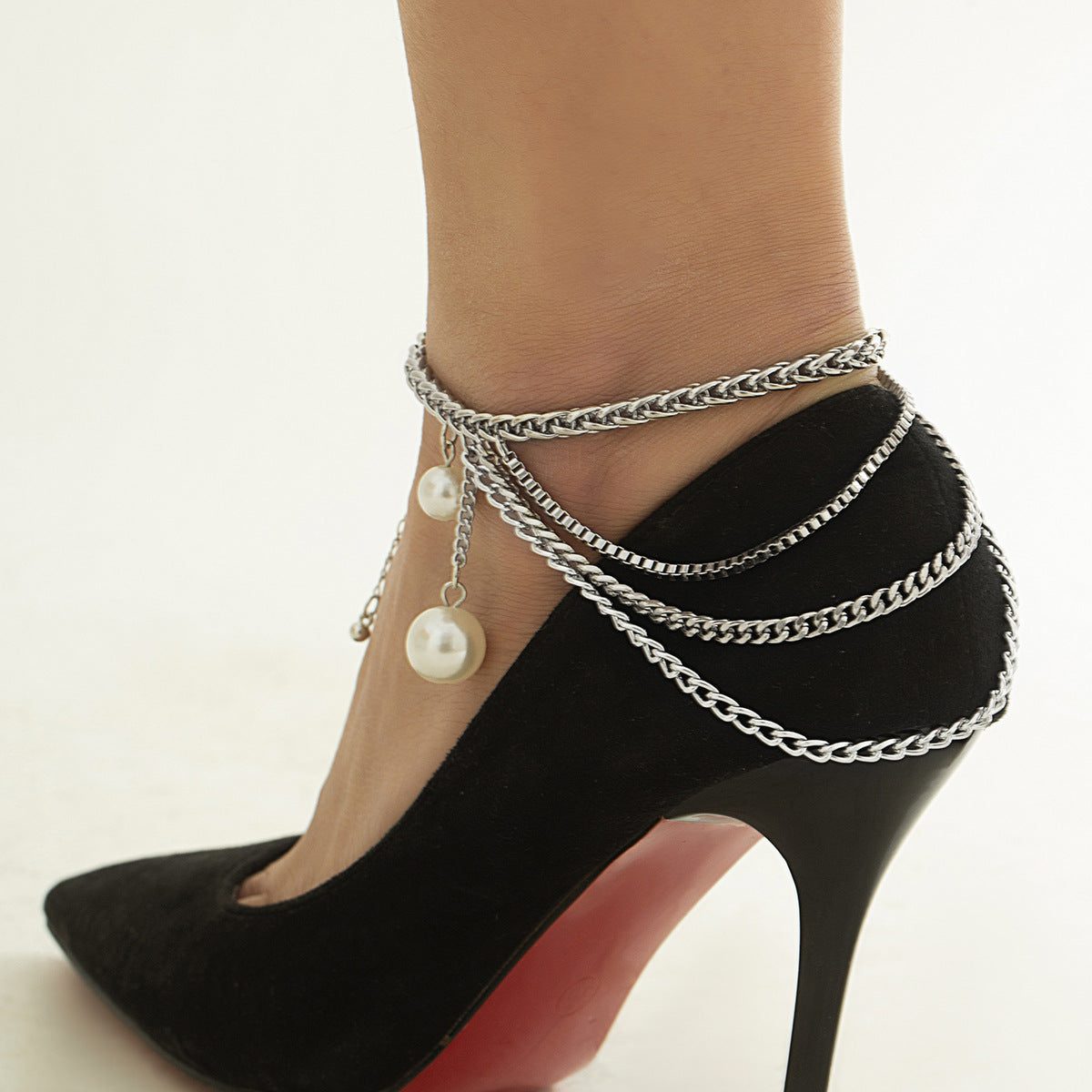 Women's Sweet And Cool Punk Metal Tassel Chain Anklet