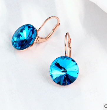 Fashion earrings wholesale inlaid authentic Austrian crystal blue diamond gold-plated earrings