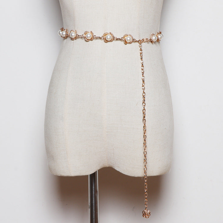 Pearl Waist Chain Ladies Fashion All-match Decorative Dress