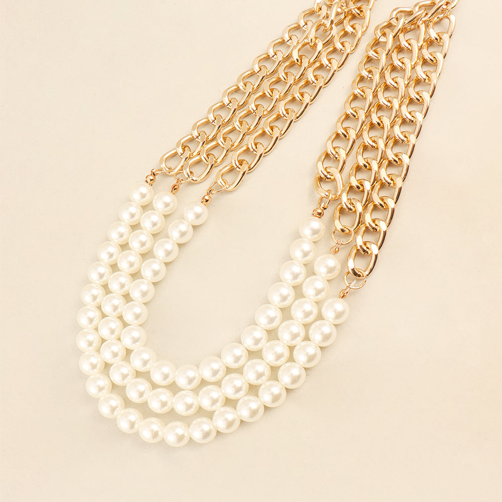 New Ladies Waist Chain Three-layer Pearl Chain Stitching Belt Dress Evening Dress Shirt Accessories Temperament Slim Fashion Classic Versatile Style