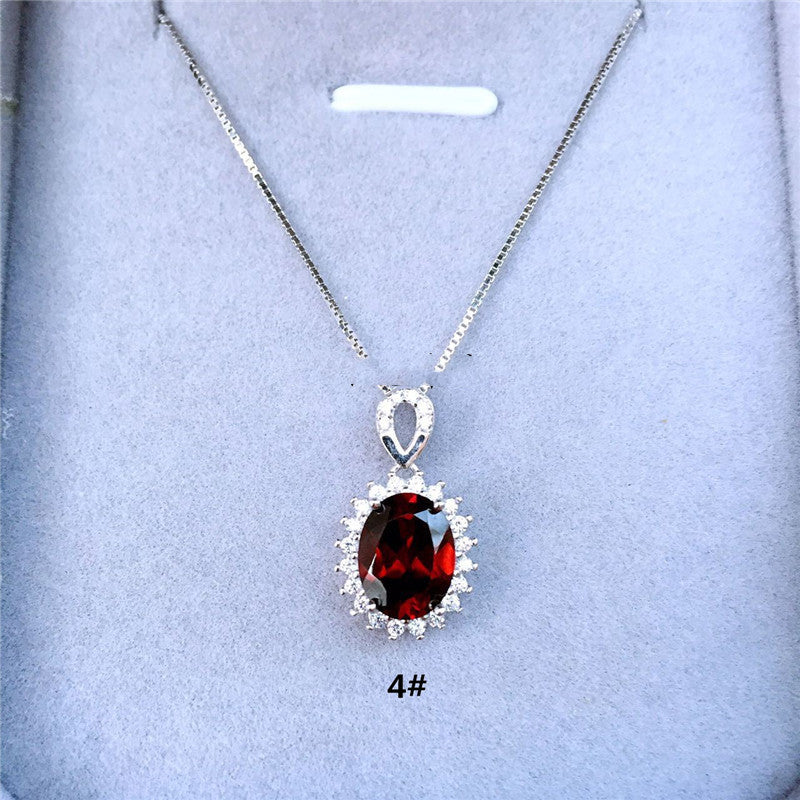 Natural Burgundy Gemstone Mozambique Garnet Pendant Female