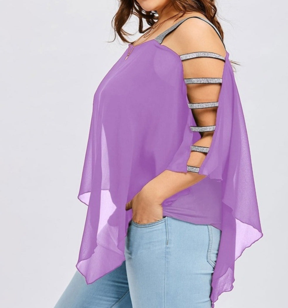 Chiffon stitching metal strap shawl type