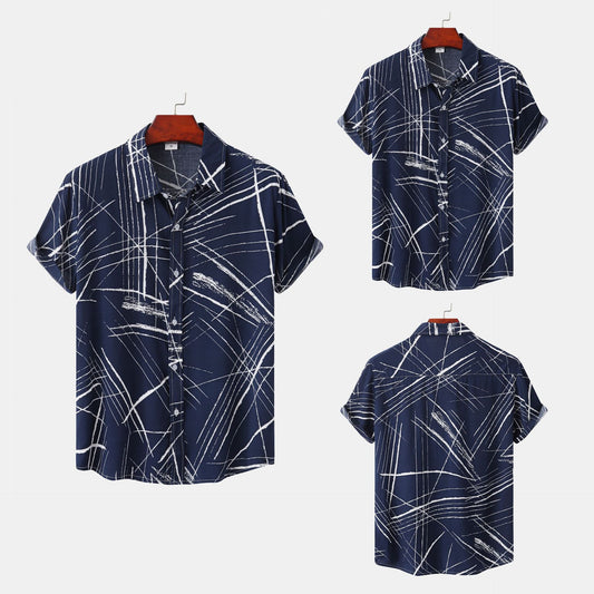 Men's Shirt Short Sleeve Lapel Check Print
