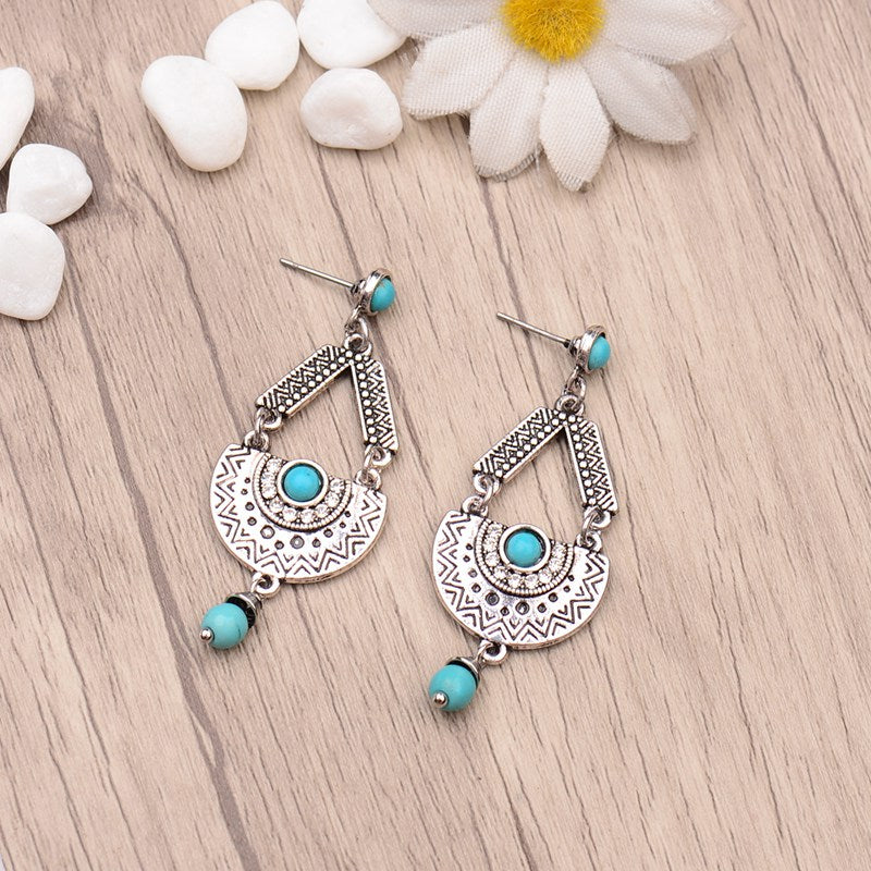 Alloy gemstone earrings