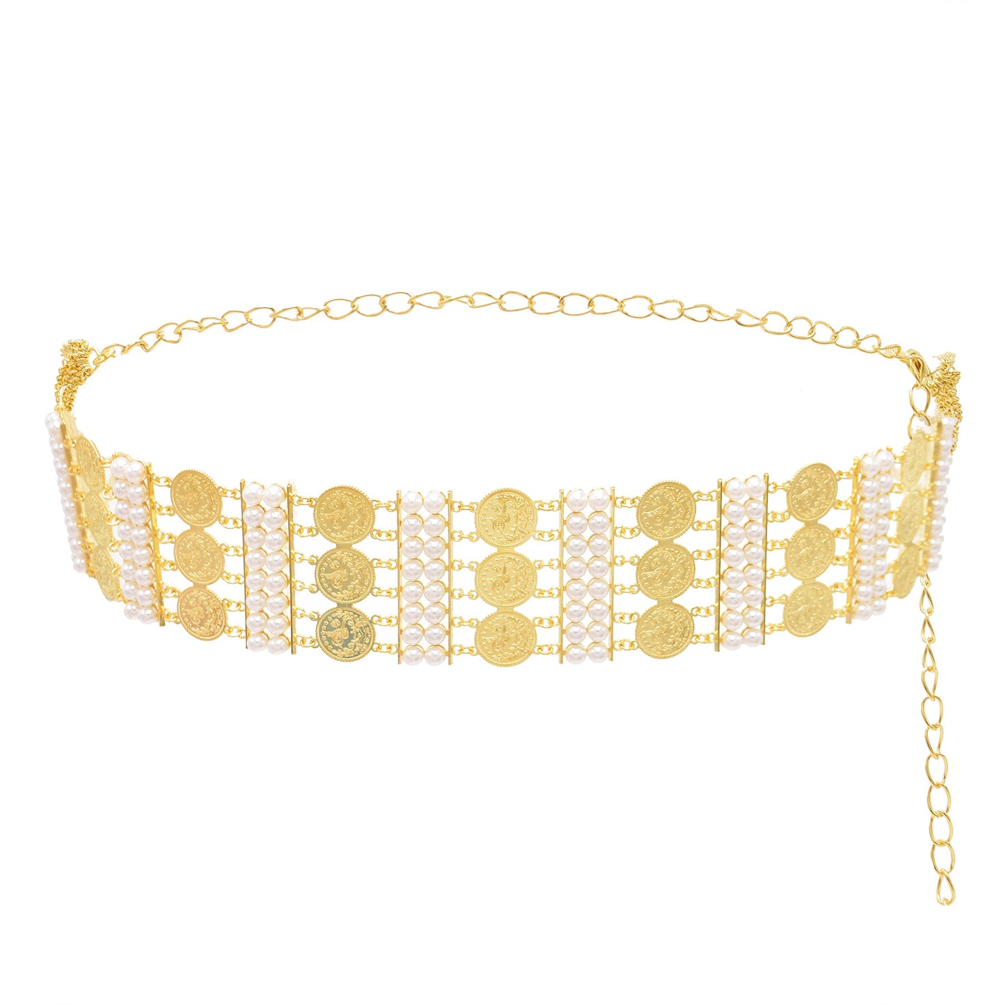 Women's Alloy Gold Plated Diamond Three Layer Wider Waist Chain