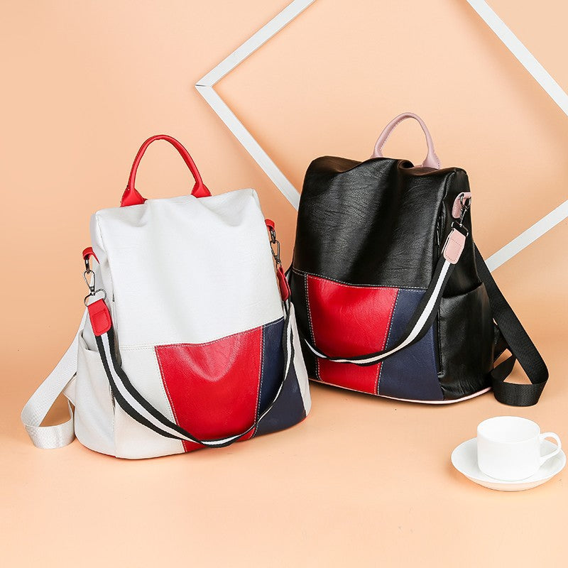 Contrast soft leather backpack