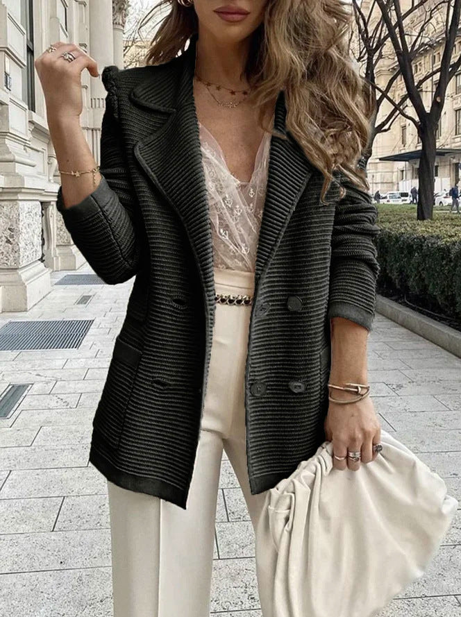 Solid Color Pit Strip Casual Suit Short Loose Jacket