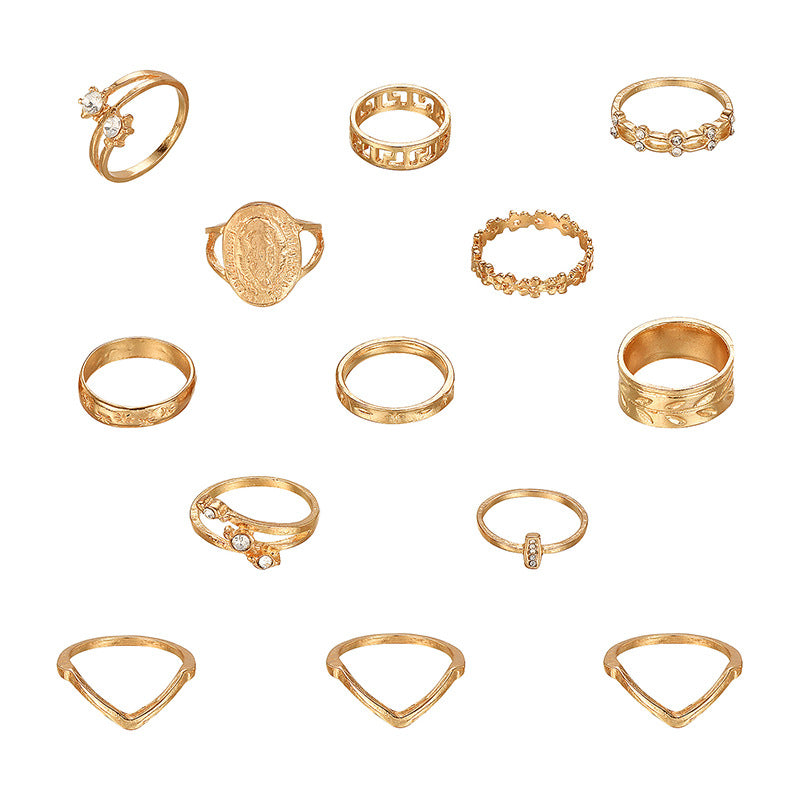 15-piece Set Of Joint Rings With Personality Geometry