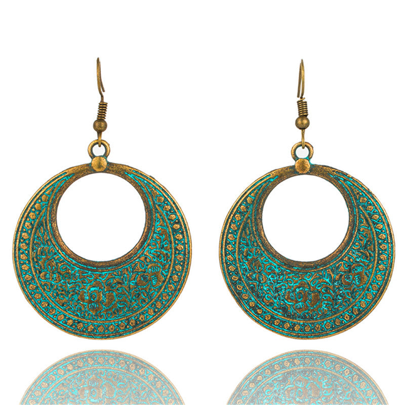 Bohemian round cutout earrings