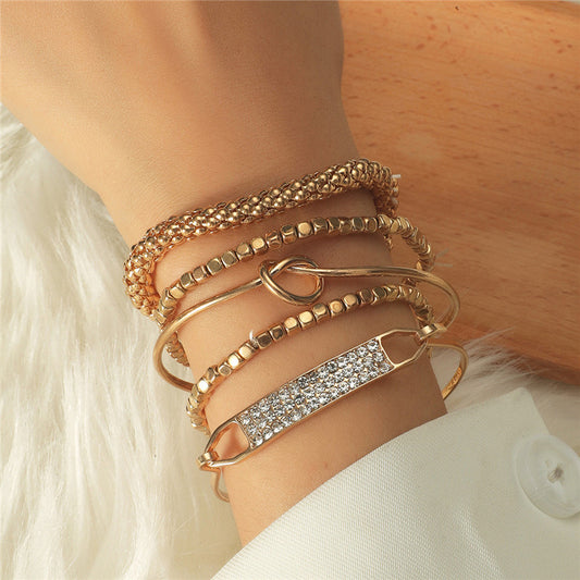 5-piece Set Of European And American Vintage Chain Bracelets