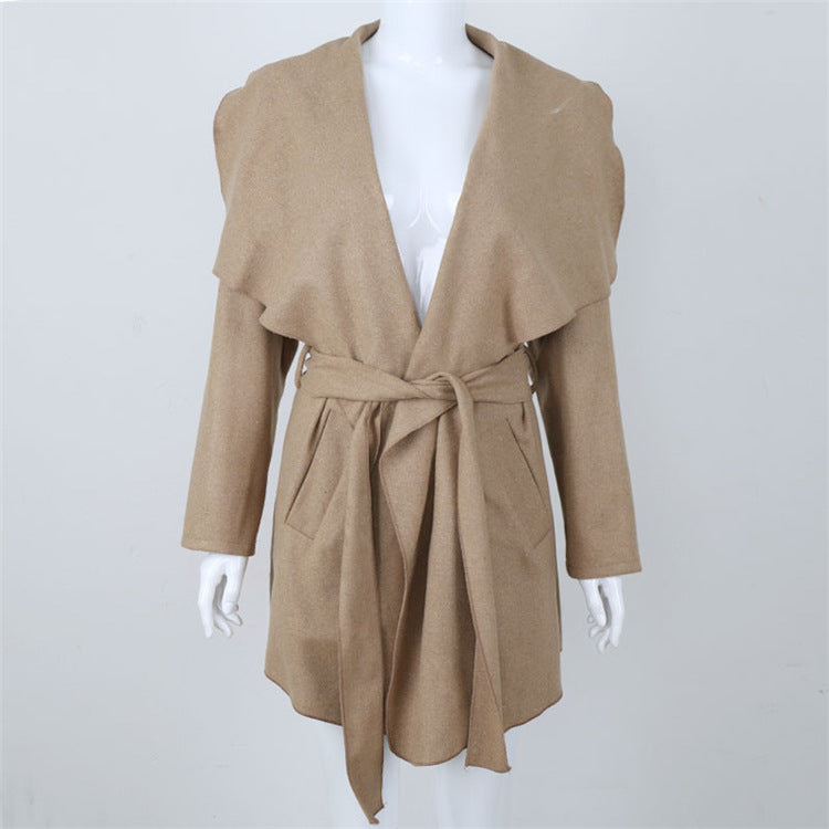 Mid-length Slim Waist  Solid Color Women's Trench Coat