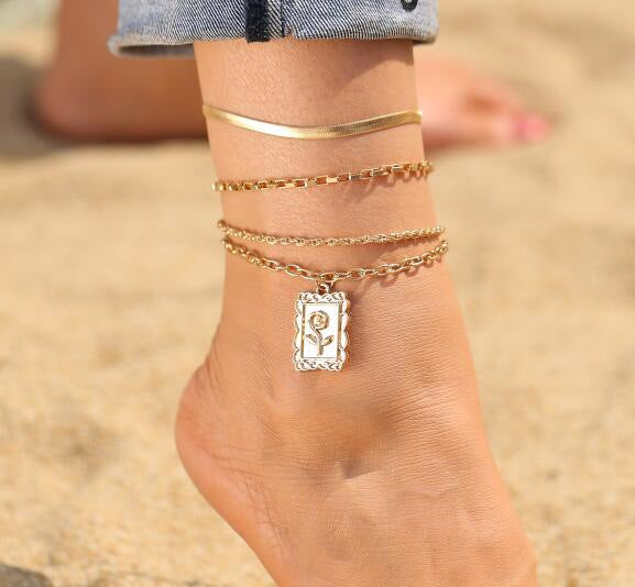 Accessories Creative And Simple Double-layer Diamond-studded Snake Bone Anklet