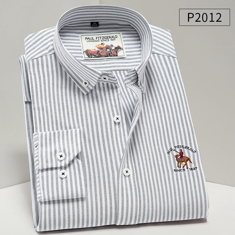 Mens Young And Middle Aged Pure Cotton Business Casual Oxford Shirt