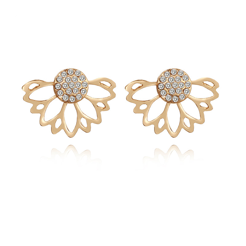 Lotus shaped full diamond earrings