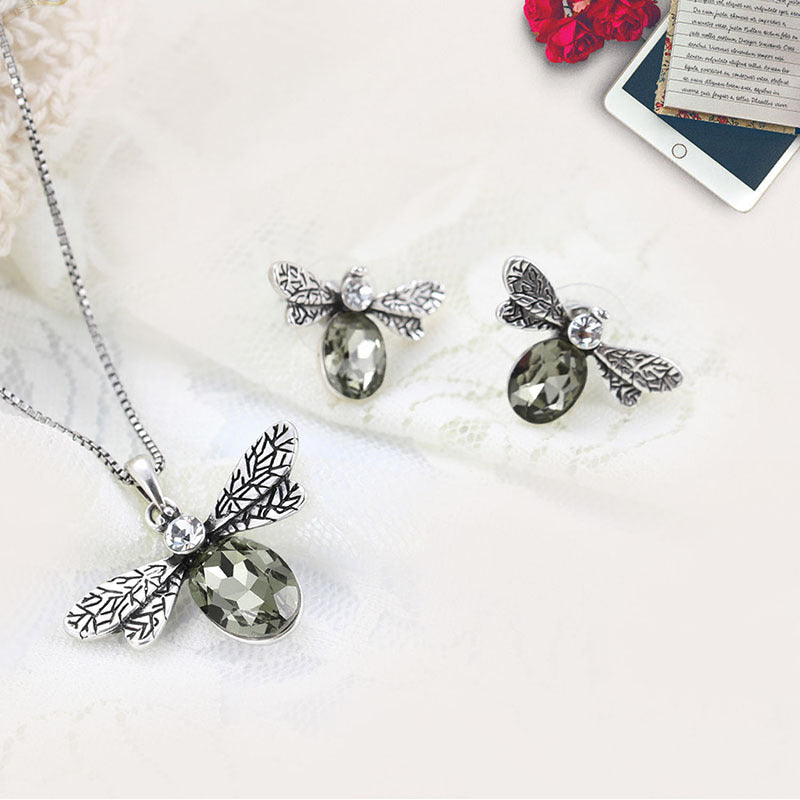 Alloy Insect Creative Necklace Earrings Two-piece Suit
