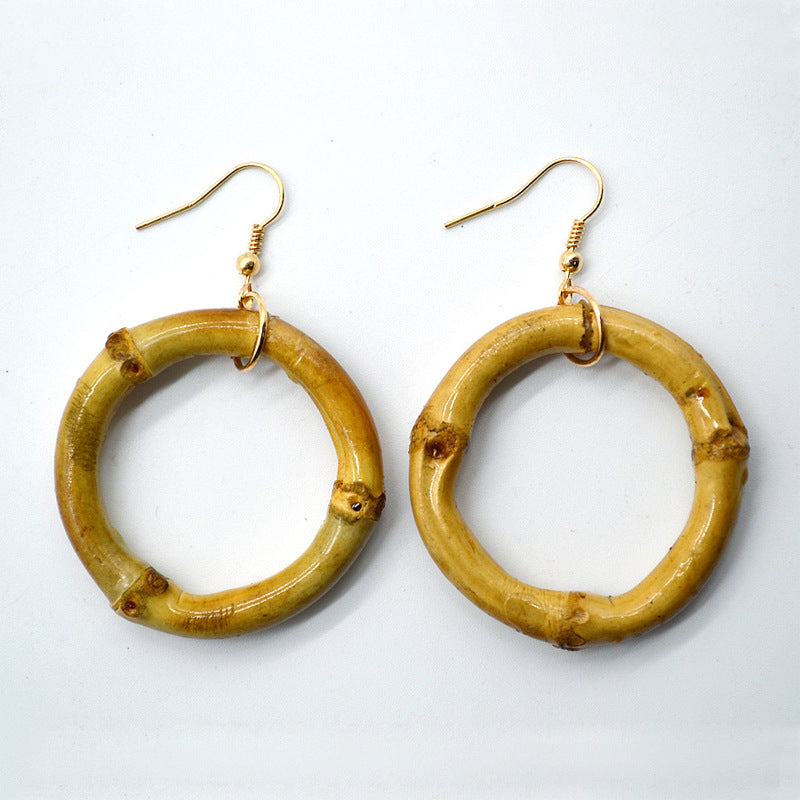 European And American New Popular Natural Bamboo Root Earrings