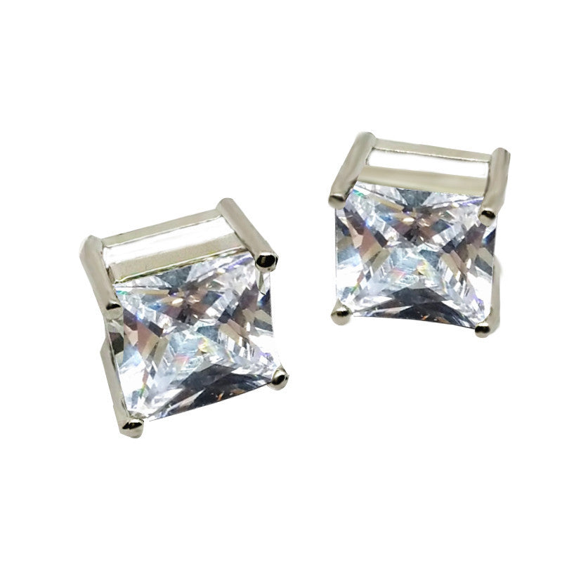 High Quality Square Zircon Magnet Stud Earrings Fashion