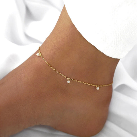 Fashion Baroque Shaped Pearl Anklet Simple