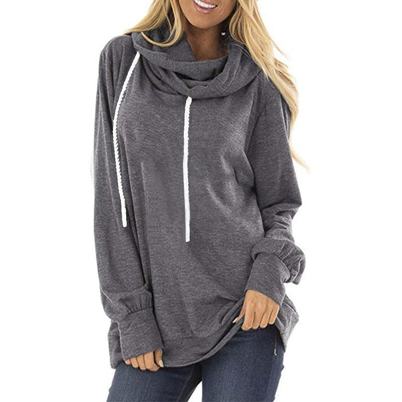 Hooded Drawstring Sweater Pullover Long-sleeved Loose Casual Women's Top