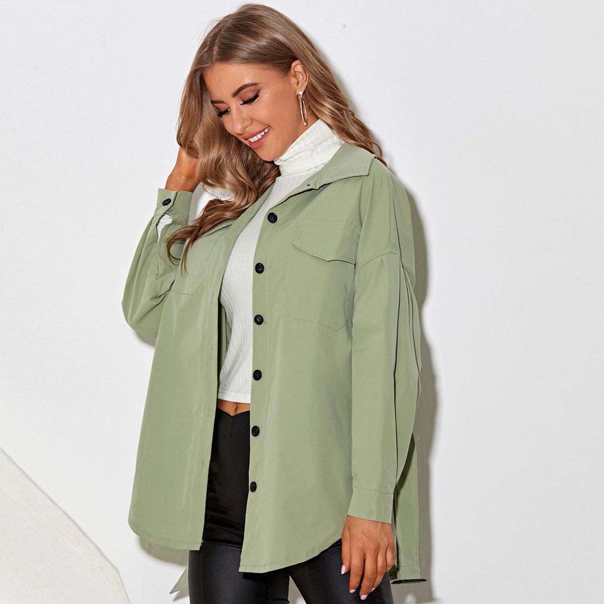 Fashion Macaron Solid Color Shirt Jacket