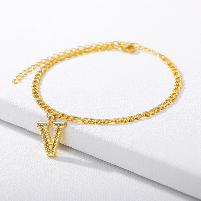 Initial Gold Letter Anklet Alphabet Pendants Jewelry