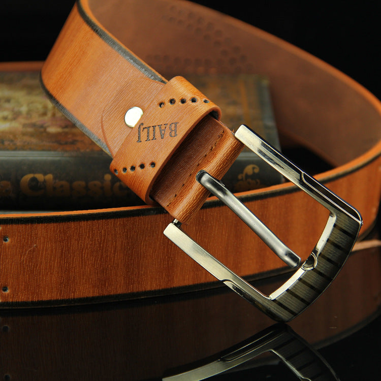 Pin buckle belt men's belt retro hollow casual belt