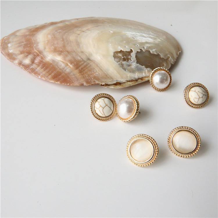 Pearl Cat Eye Stud Earrings