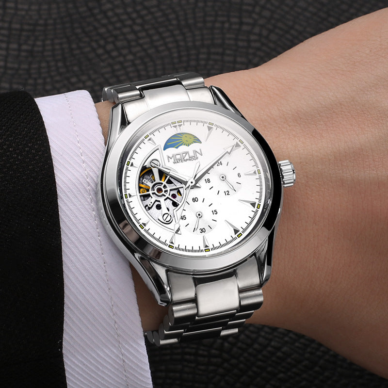 Six-pin three-eye automatic mechanical watch