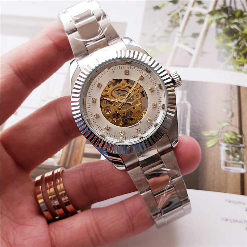 Fashion casual men's hollow mechanical watch