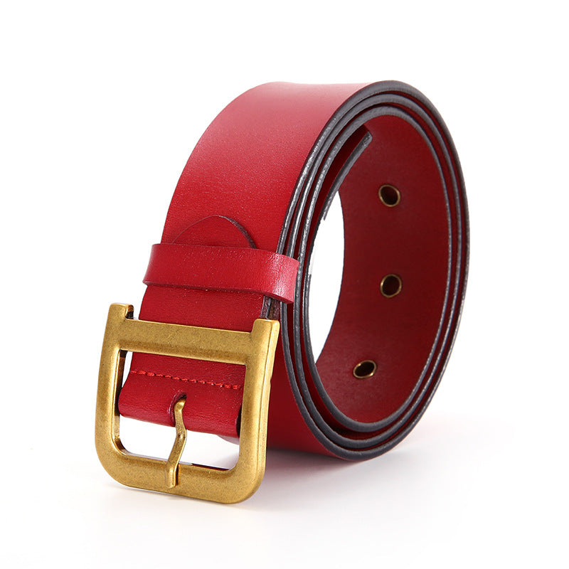 Leather cowhide wide girdle belt