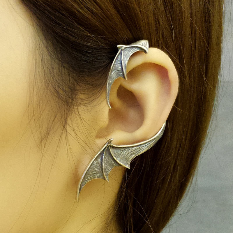 Gothic Creative Silver Earrings Bat Wing Shape